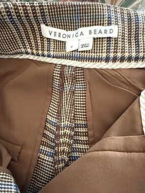 Veronica Beard Brown and Blue Plaid Pants